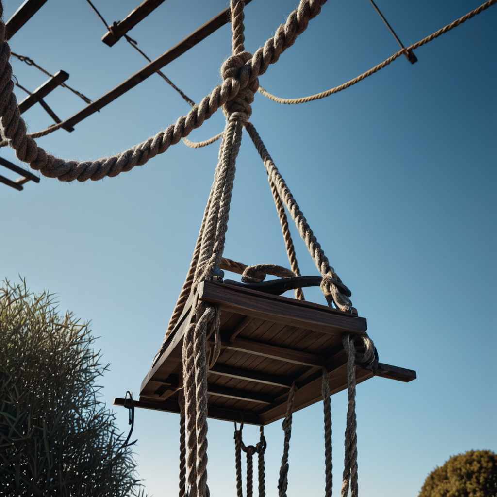 a gallow, whit platform and 3...